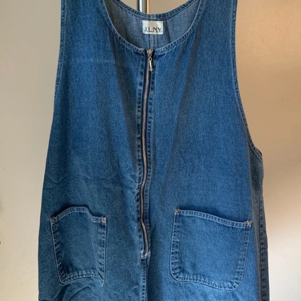 J.L.N.Y. Sleeveless Denim Zip Front Jumper - Blue